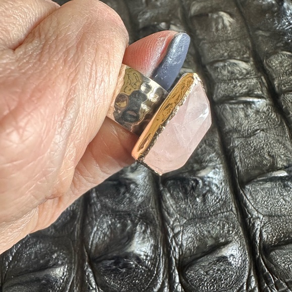 Ross-Simon Rose Quartz Statement Ring Sterling &RoseGold - Picture 6 of 7